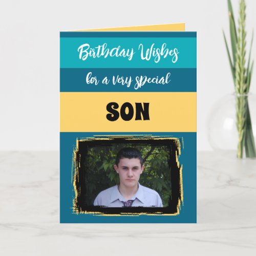 Birthday wishes special son blue photo card
