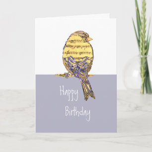 Birthday Wishes with a Music Note Bird Card