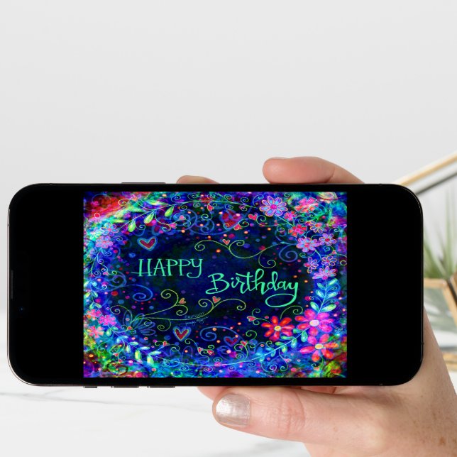Birthday Wishes Wreath Pretty Floral Inspirivity Card (Front Digital)