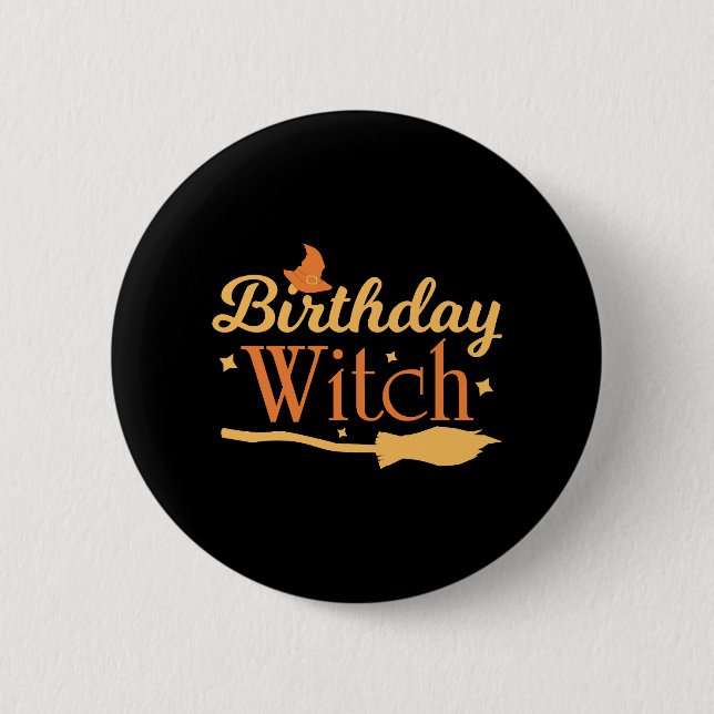 Birthday Witch Halloween Birthday Button (Front)