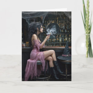 Birthday Witch in a Pink Dress Card
