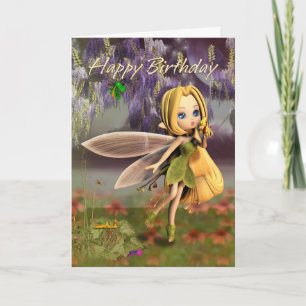 Birthday with fairy and dragons card