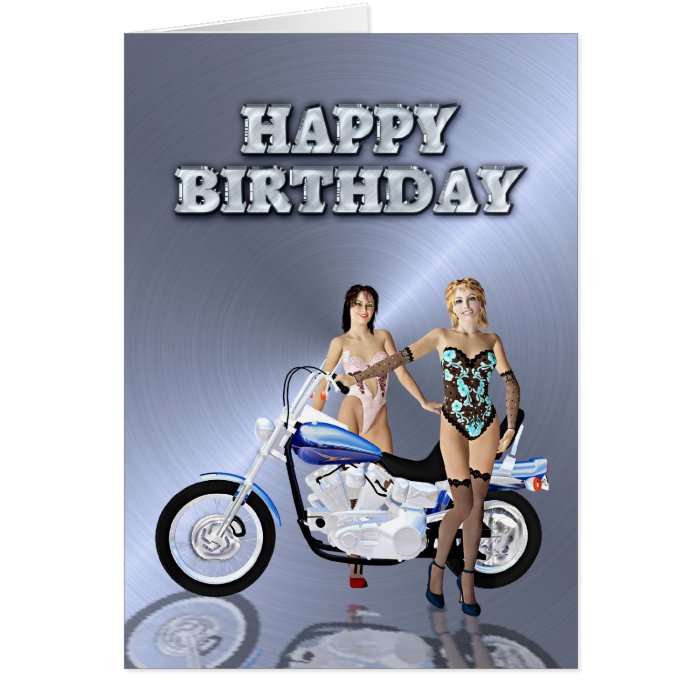 Birthday with girls and a motorcycle cards