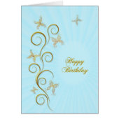 Birthday with golden butterflies (Front)