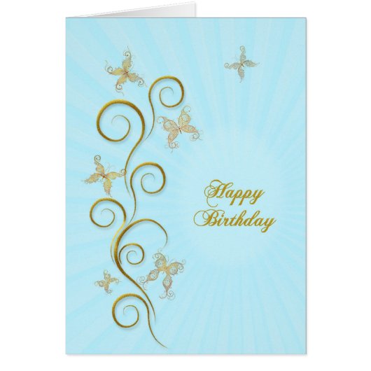 Birthday with golden butterflies (Front)
