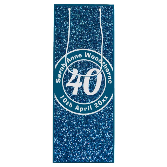 Birthday with Name, Age, & Date Wine Bottle Wine Gift Bag (Front)