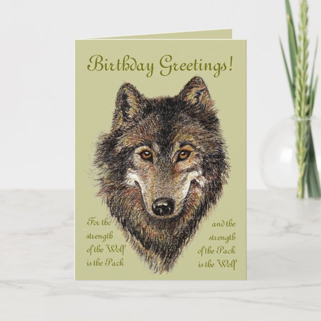 Birthday Wolf, Wolves & Quote, Animal, Card (Front)