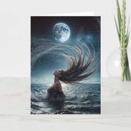 Birthday Woman In Ocean Moonlight Card