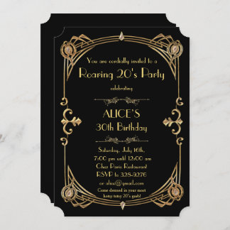 Birthday woman Invitation Any age, Art Deco Gatsby