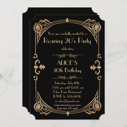 Birthday woman Invitation Any age Art Deco Gatsby