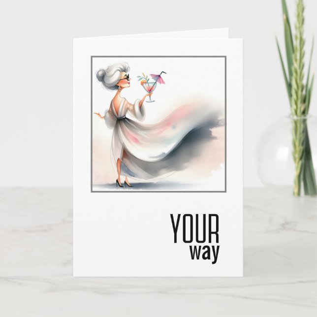 Birthday Woman With Cocktail Card (Front)