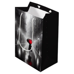 Birthday Woman With Red Umbrella Medium Gift Bag