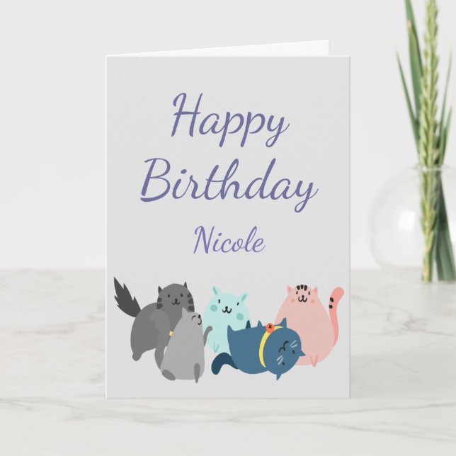 Birthday Women Collect Cats Many paws Humor Custom Card (Front)