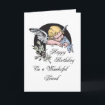 Birthday Wonderful Friend Vintage Religious Angel Card<br><div class="desc">This sweet angel is vintage inspired and is holding a sign that reads Happy Birthday. Send birthday blessings to someone on their birthday. Perfect for man or woman,  and any age.</div>
