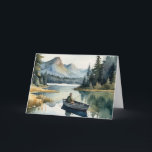 Birthday wonderful Son Fishing Lake in Boat Card<br><div class="desc">Happy Birthday Son Fishing on Lake in Boat watercolor</div>
