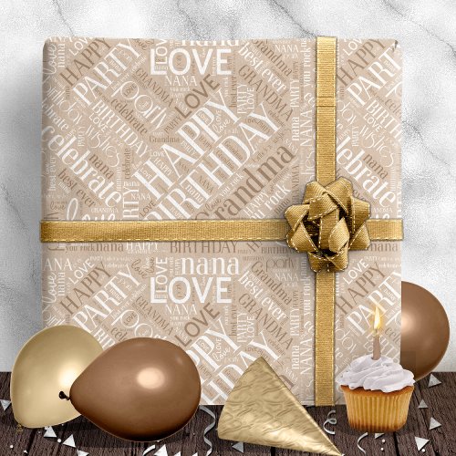 Birthday Word Cloud Grandma Mocha ID276 Wrapping Paper