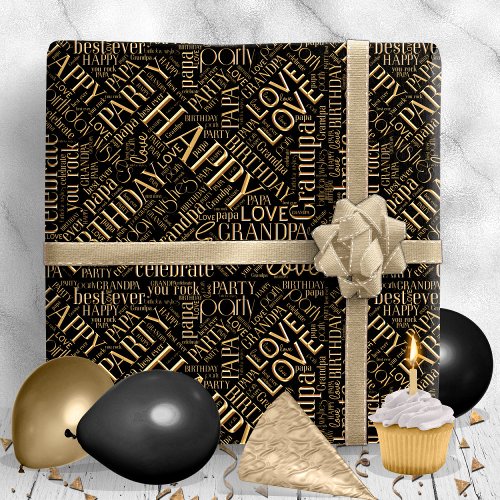 Birthday Word Cloud Grandpa Gold ID276 Wrapping Paper