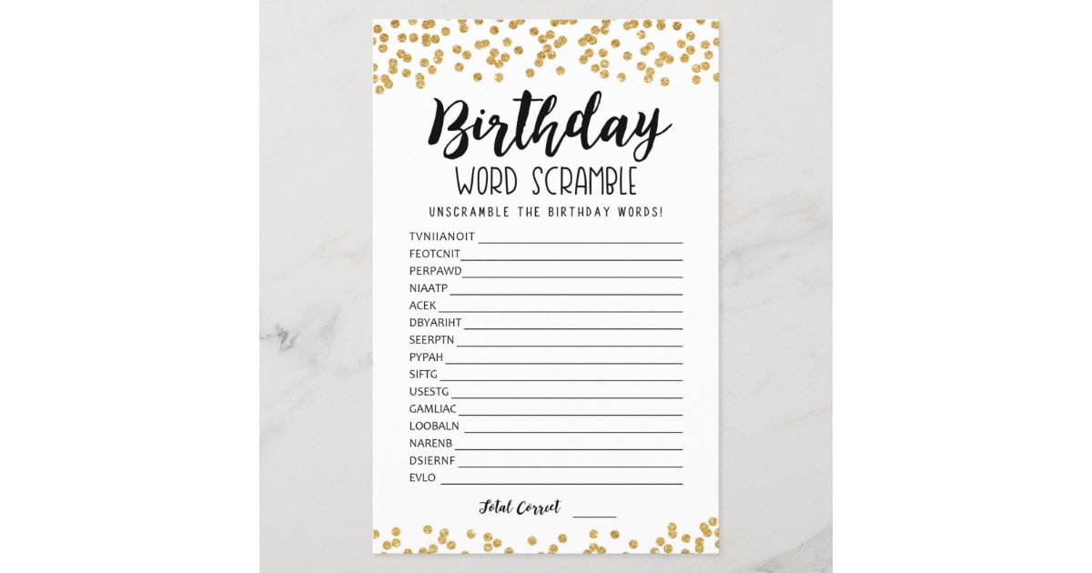 Birthday Word Scramble Game With Answers Zazzle Birthday Word Scramble Game With Answers Zazzle