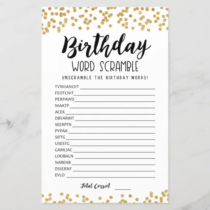 Birthday Word Scramble Game With Answers Zazzle Com