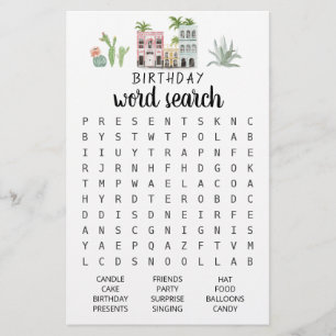 Birthday Word search game Birthday party