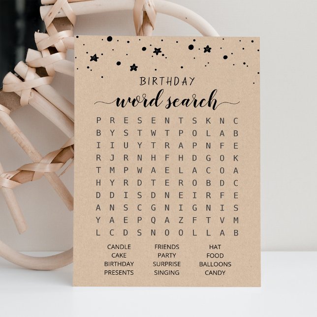 Birthday Word search game Birthday party Card (Creator Uploaded)