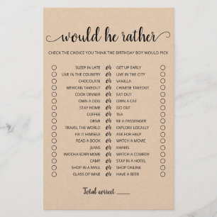 Birthday Would He Rather editable game