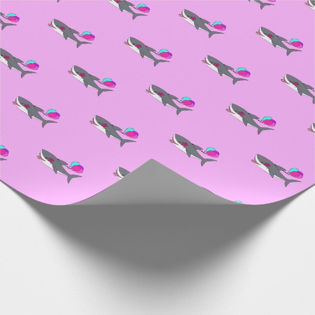 Birthday wrapping paper with cute shark (Corner)