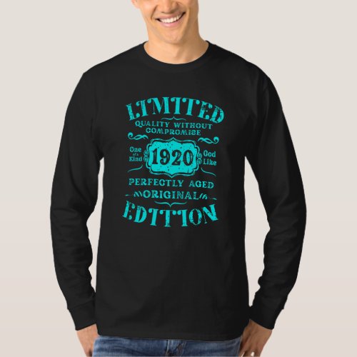 Birthday Year 1920   Used Grunge Vintage T_Shirt