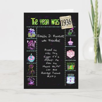 Birthday Year 1936 Fun Trivia Facts Card by dryfhout at Zazzle