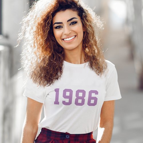 Birthday Year  Modern Trendy Stylish Cute Purple T_Shirt