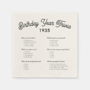 Birthday Year Trivia Game Party Napkins