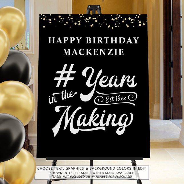 Birthday Years in the Making Confetti Black White Foam Board (Creator Uploaded)