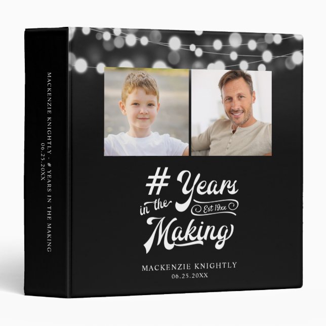Birthday YEARS IN THE MAKING Lights Photo Album 3 Ring Binder (Front/Spine)