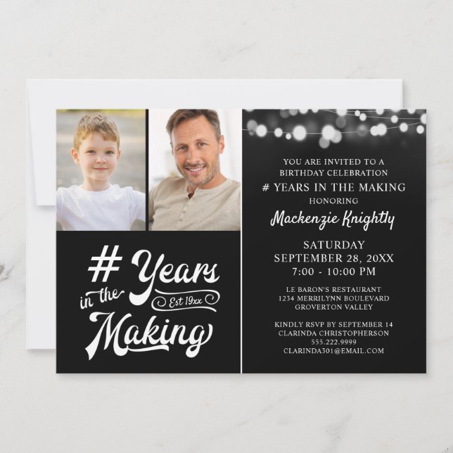 Birthday Years in the Making String Lights Photo Invitation (Front)