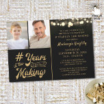 Birthday YEARS IN THE MAKING String Lights Photo Invitation<br><div class="desc">Celebrate any age birthday for him or her with these black and gold party invitations featuring an editable retro calligraphy script typography design stating YEARS IN THE MAKING which incorporates their age and birth year within the design, accented with soft yellow glowing string lights and personalized with 2 photos (perhaps...</div>