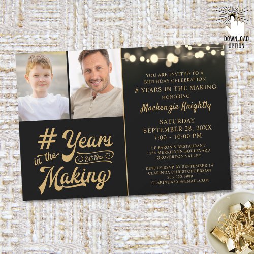 Birthday YEARS IN THE MAKING String Lights Photo Invitation
