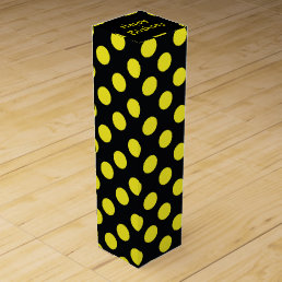 Birthday Yellow Dots on Black Wine Gift Box