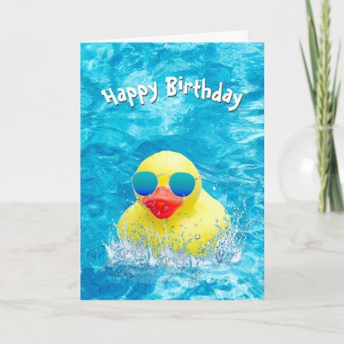 Birthday Yellow Duck With Sunglasses Card