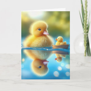 Birthday Yellow Duckling In a Rowboat Card