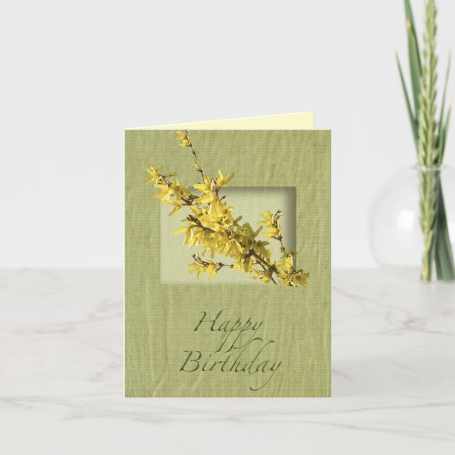 Birthday Yellow Forsythia Card (Front)