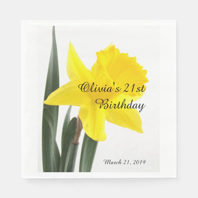 Birthday Yellow Narcissus Daffodil Paper Napkins (Front)