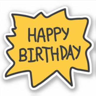 Birthday Yellow Sticker