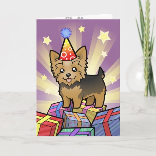 Birthday Yorkshire Terrier short hair with bow Card