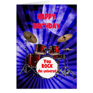 Birthday You Rock Drums Cards