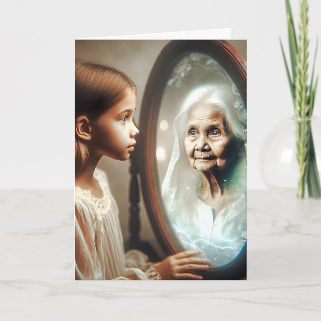 Birthday Young Girl and Old Lady Card (Front)