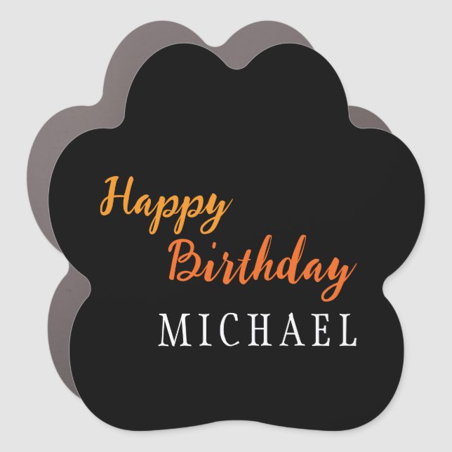 Birthday Your Name Minimalist Personal Modern Car Magnet (Front)