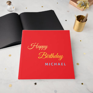 Birthday Your Name Minimalist Personal Modern Guest Book