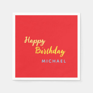 Birthday Your Name Minimalist Personal Modern Napkins