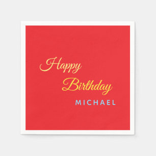 Birthday Your Name Minimalist Personal Modern Napkins