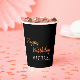 Birthday Your Name Minimalist Personal Modern Paper Cups